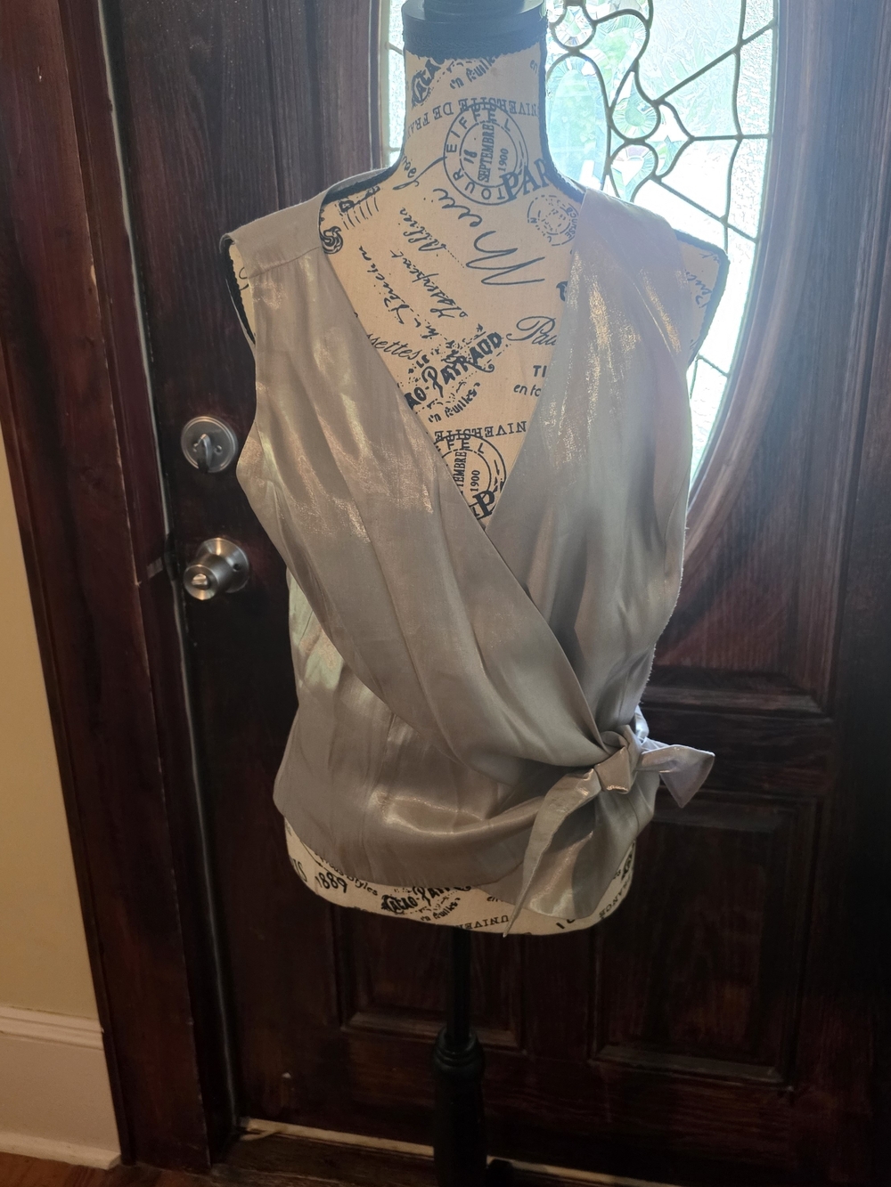 Ann Taylor Silver Sleeveless Wrap Camisole with Side Tie Size 14